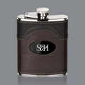 Regent Hip Flask - 6oz Leather/Black Nickel Plate